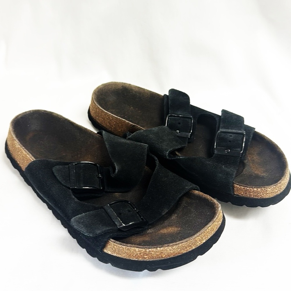BIRKENSTOCK Betula Black Suede Slide Sandals Size 6.5/7